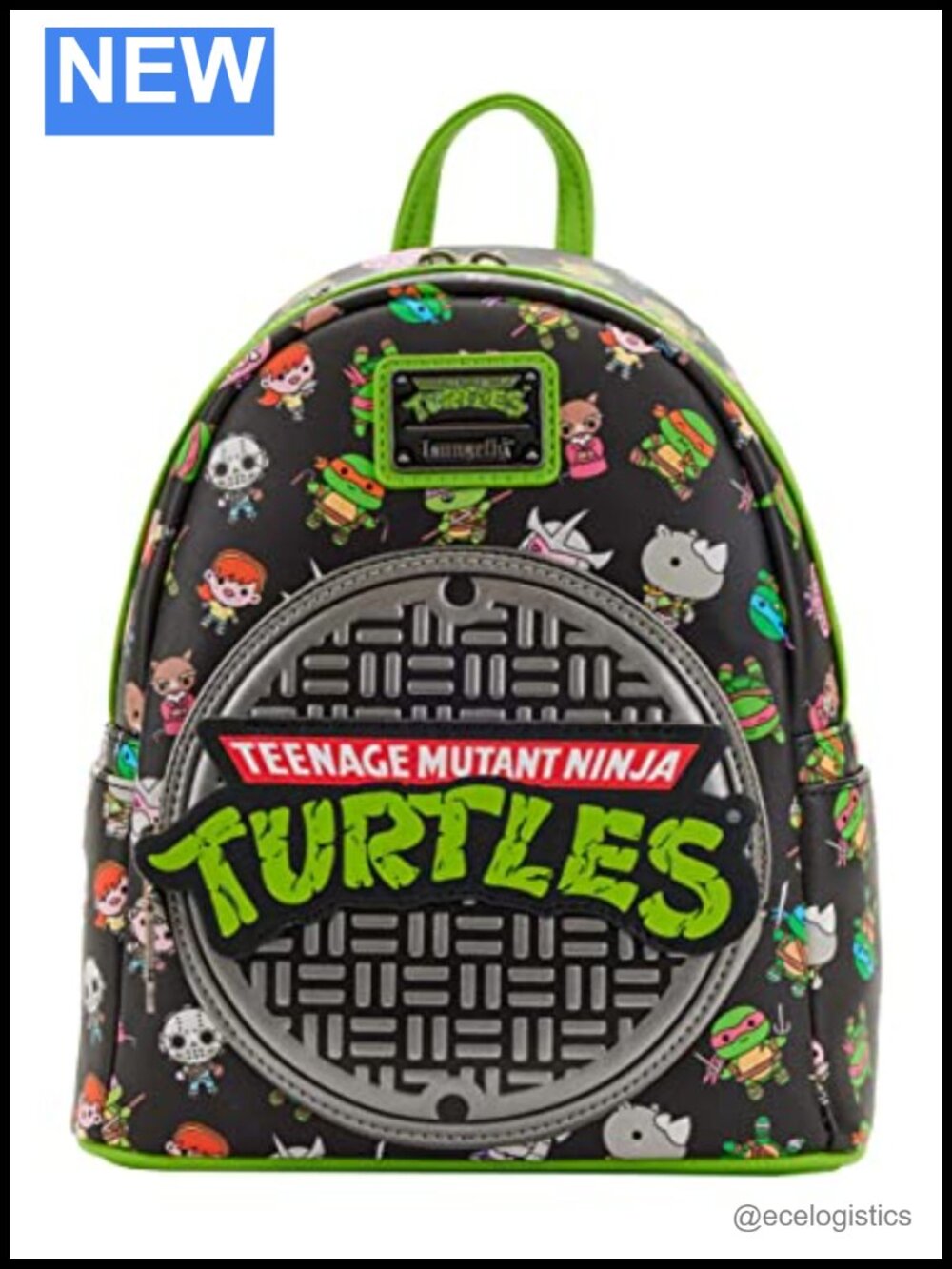 Faux Leather TMNT Sewer Cap Double Strap Shoulder Bag Purse